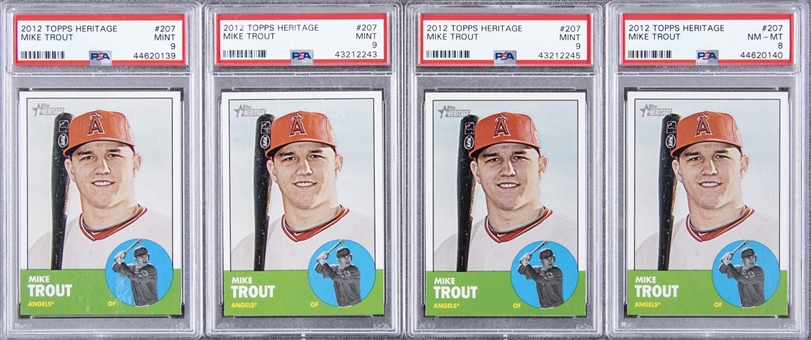 2012 Topps Heritage #207 Mike Trout PSA-Graded Collection (4)